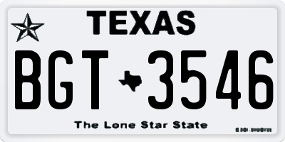 TX license plate BGT3546
