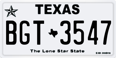 TX license plate BGT3547