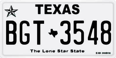 TX license plate BGT3548