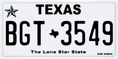 TX license plate BGT3549