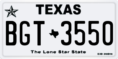 TX license plate BGT3550