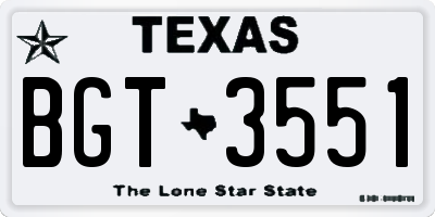 TX license plate BGT3551