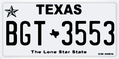 TX license plate BGT3553