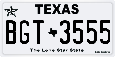 TX license plate BGT3555