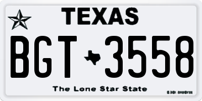 TX license plate BGT3558