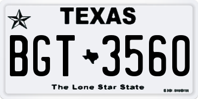 TX license plate BGT3560