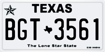 TX license plate BGT3561