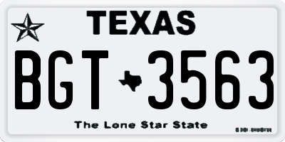 TX license plate BGT3563