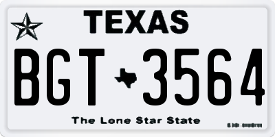 TX license plate BGT3564
