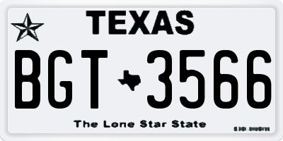 TX license plate BGT3566