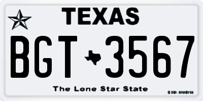 TX license plate BGT3567
