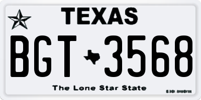 TX license plate BGT3568