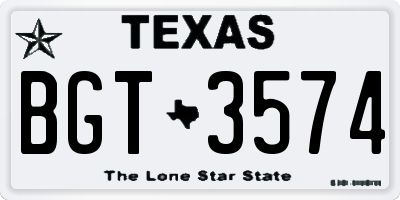 TX license plate BGT3574