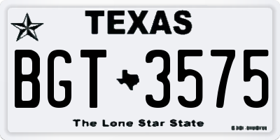 TX license plate BGT3575