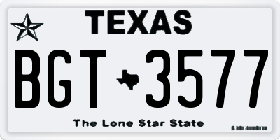 TX license plate BGT3577