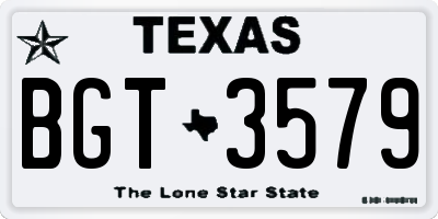 TX license plate BGT3579