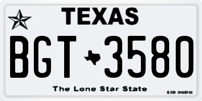 TX license plate BGT3580