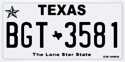 TX license plate BGT3581