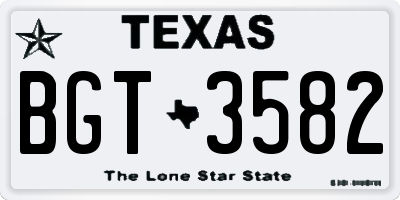 TX license plate BGT3582