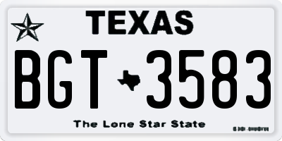 TX license plate BGT3583