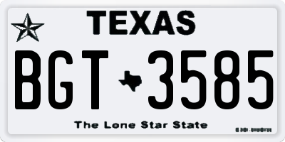 TX license plate BGT3585