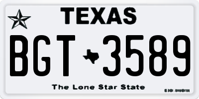 TX license plate BGT3589