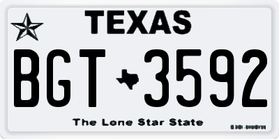 TX license plate BGT3592