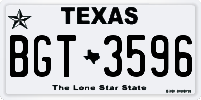 TX license plate BGT3596