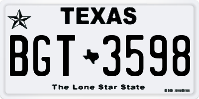 TX license plate BGT3598