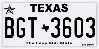 TX license plate BGT3603