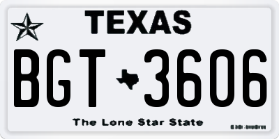 TX license plate BGT3606