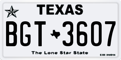 TX license plate BGT3607