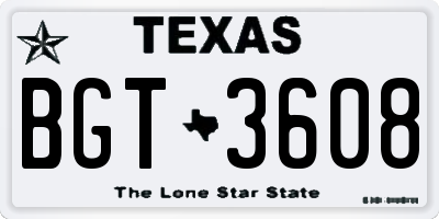 TX license plate BGT3608