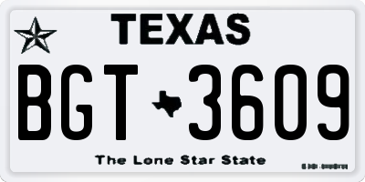 TX license plate BGT3609