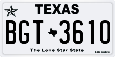 TX license plate BGT3610