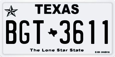 TX license plate BGT3611