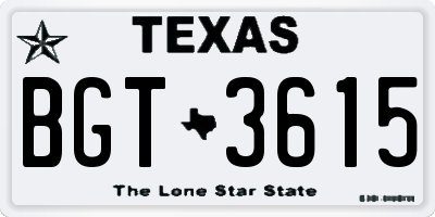TX license plate BGT3615