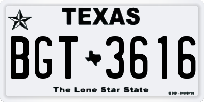 TX license plate BGT3616