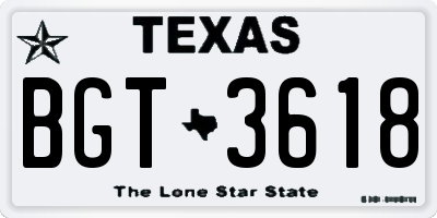 TX license plate BGT3618