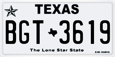 TX license plate BGT3619