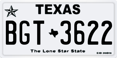 TX license plate BGT3622