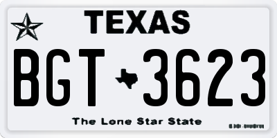 TX license plate BGT3623