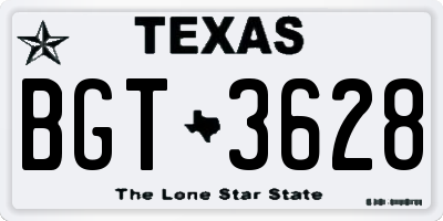 TX license plate BGT3628
