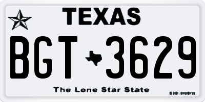 TX license plate BGT3629