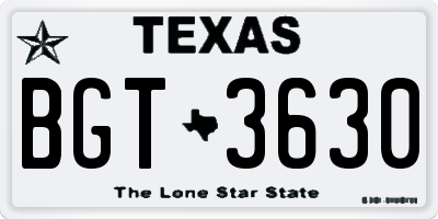TX license plate BGT3630