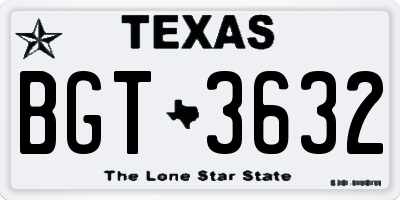 TX license plate BGT3632