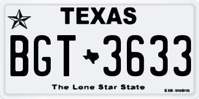 TX license plate BGT3633