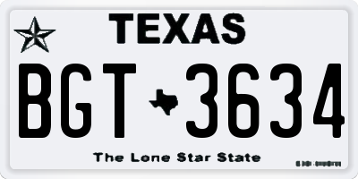 TX license plate BGT3634