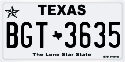 TX license plate BGT3635