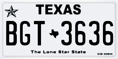TX license plate BGT3636